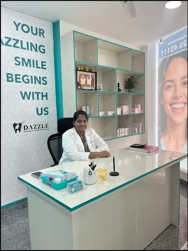 Dr. Aishwarya Lakshmi — BDS, FMC, PGDCC — Chief Dentist at Dazzle Dental Studio Chennai